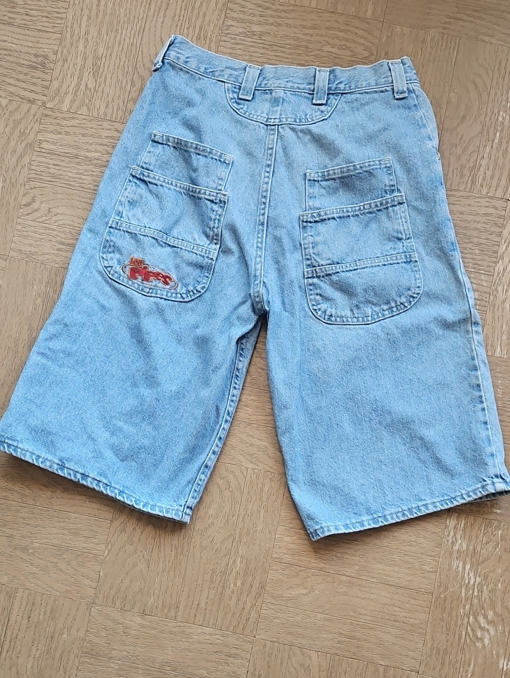 Vintage Lee Pipes Men's Denim Utility Shorts with Back Patch Pocket XL